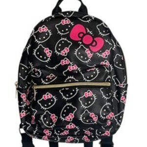 Hello Kitty Mini Backpack Black Faux Leather Pink Kitty Purse Bag